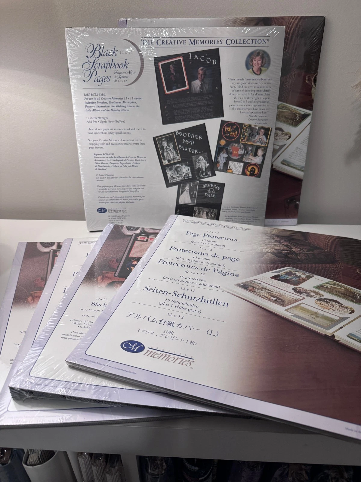Creative Memories Three Black 12x12 Refill Page Sets with Protectors (Old Size)